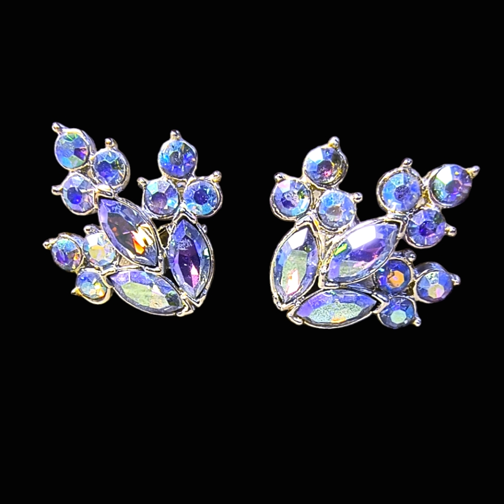 Coro Vintage Ab Rhinestone Clip Backs Earrings 23$